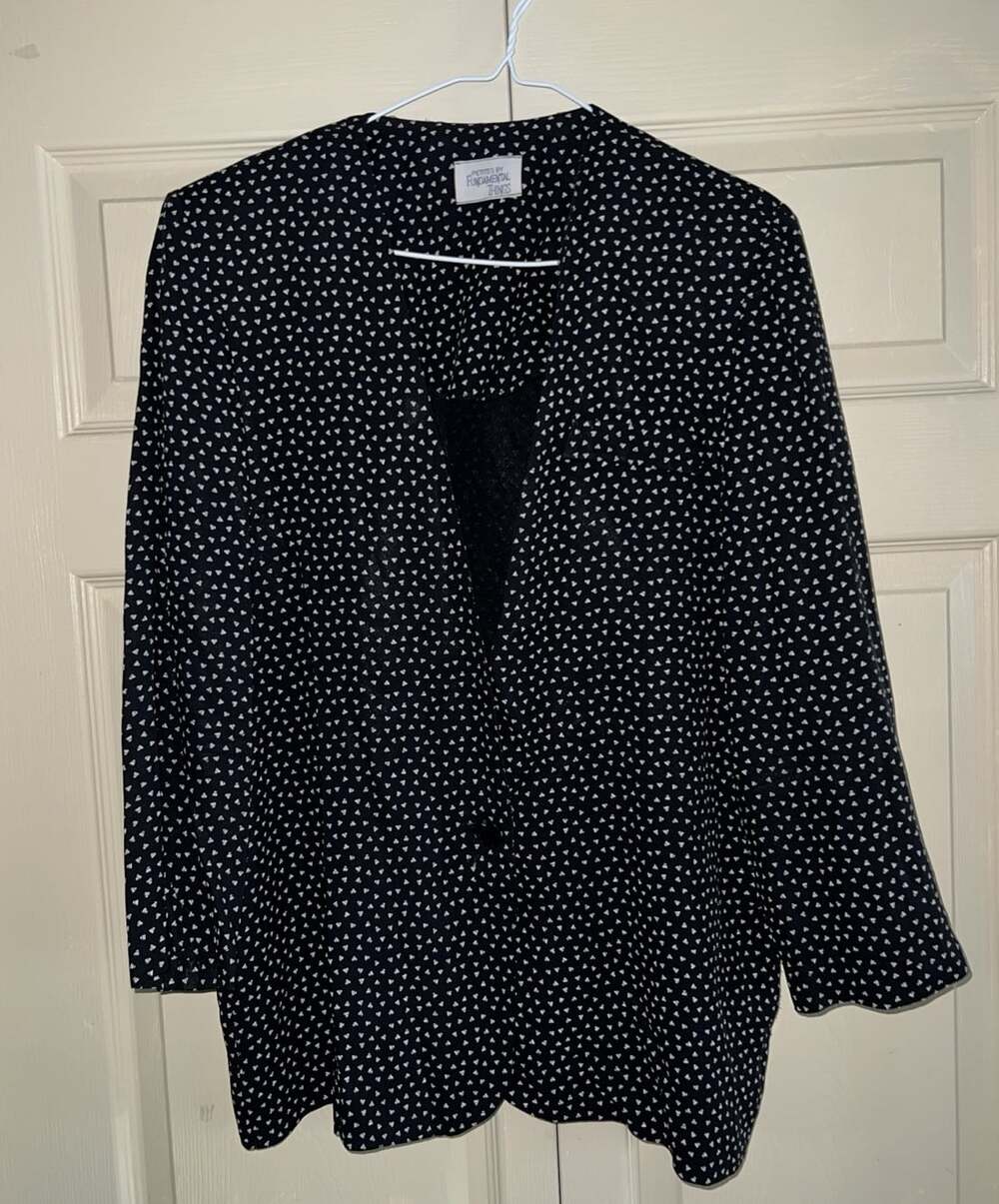Petites By Fundamental Things Black & White Vest Vintage Sz Pet Med 1 Button